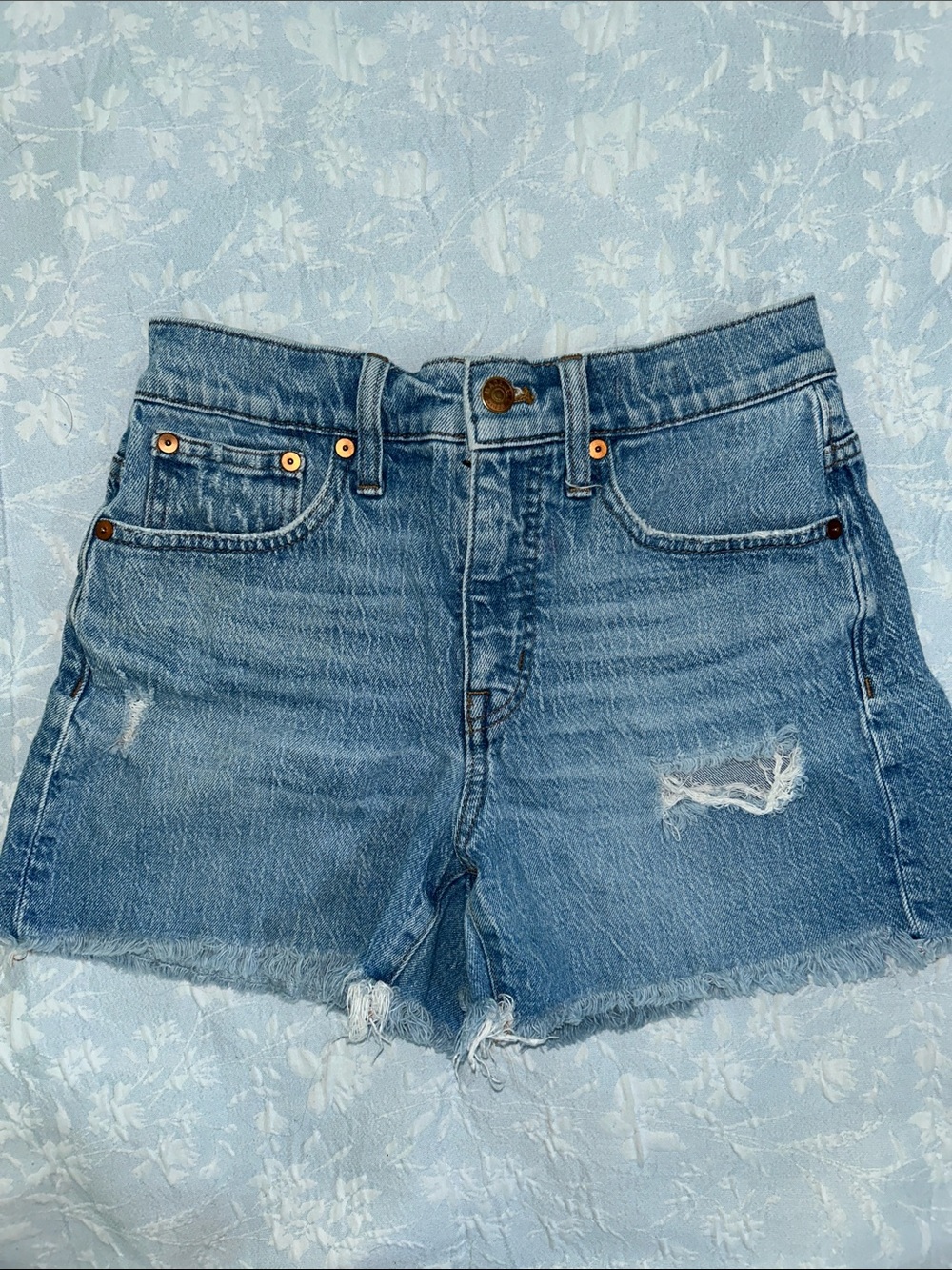 Madewell Distressed Light Blue Denim Cutoff Shorts 25